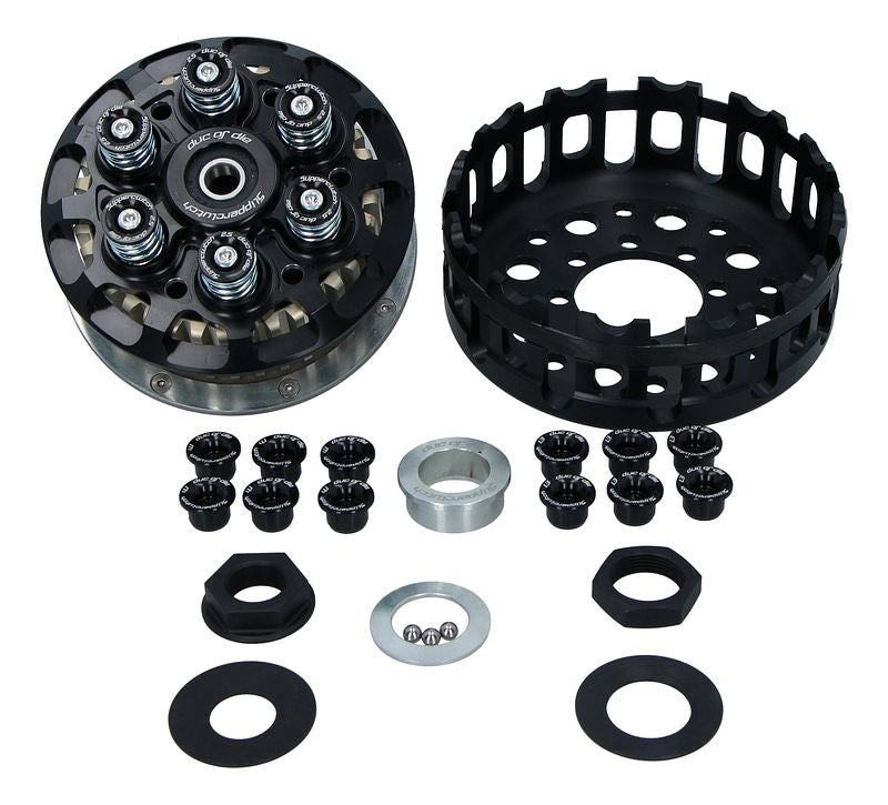 Slipper clutch 6-springs adjustable, includes basket and pressure plate in black. More arriving.