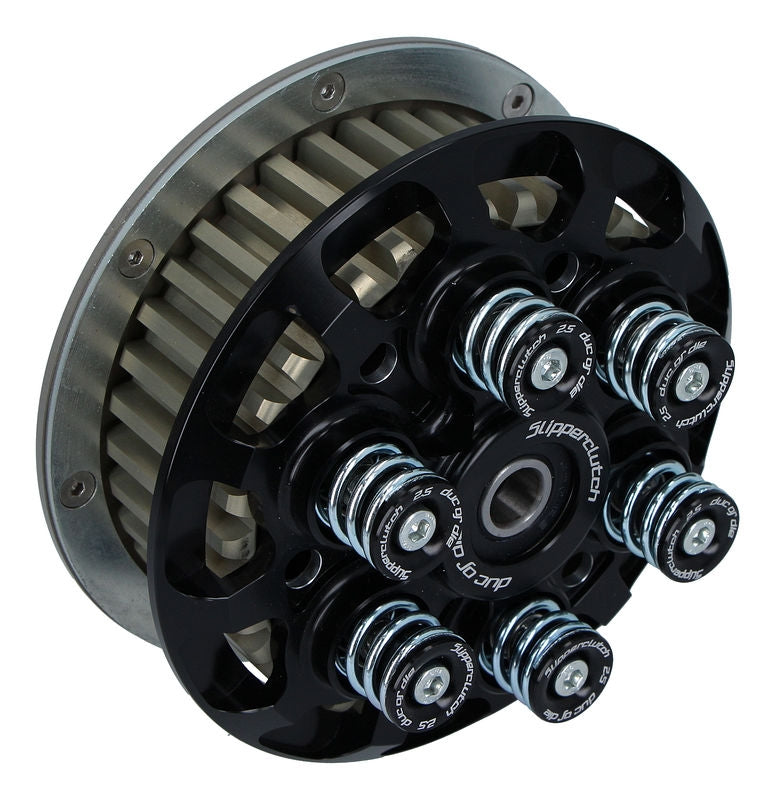 Slipper clutch 6-springs adjustable, includes basket and pressure plate in black. More arriving.