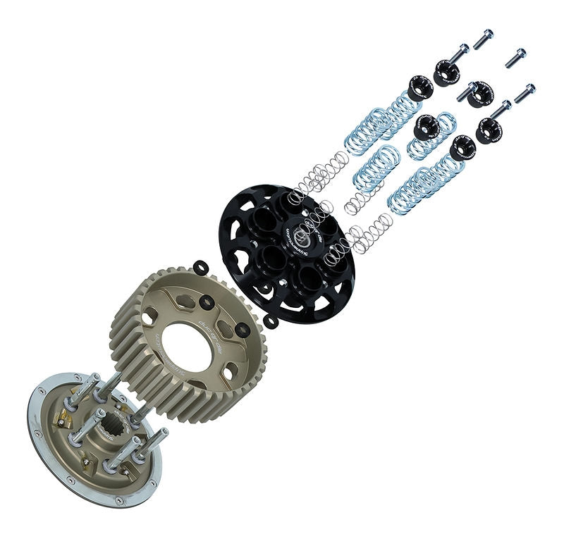 Slipper clutch 6-springs adjustable, includes basket and pressure plate in black. More arriving.