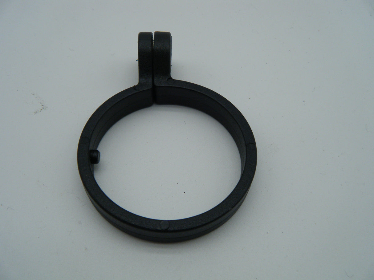 Front fork guard clamp. Black. LHS.