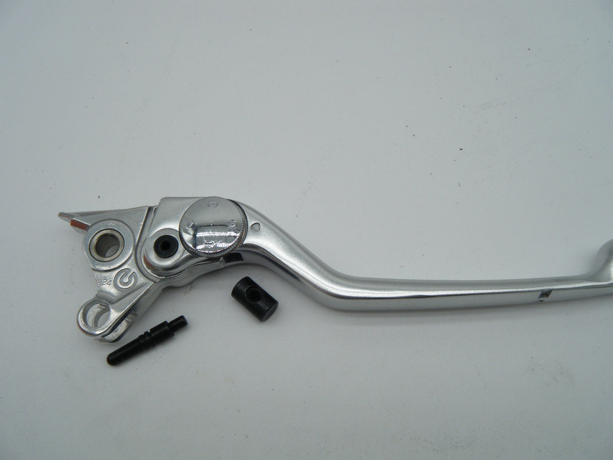 Brembo brake lever adjustable, silver. 8mm pivot hole. With actuating pin. Replaces BR S110950056 or S110270654