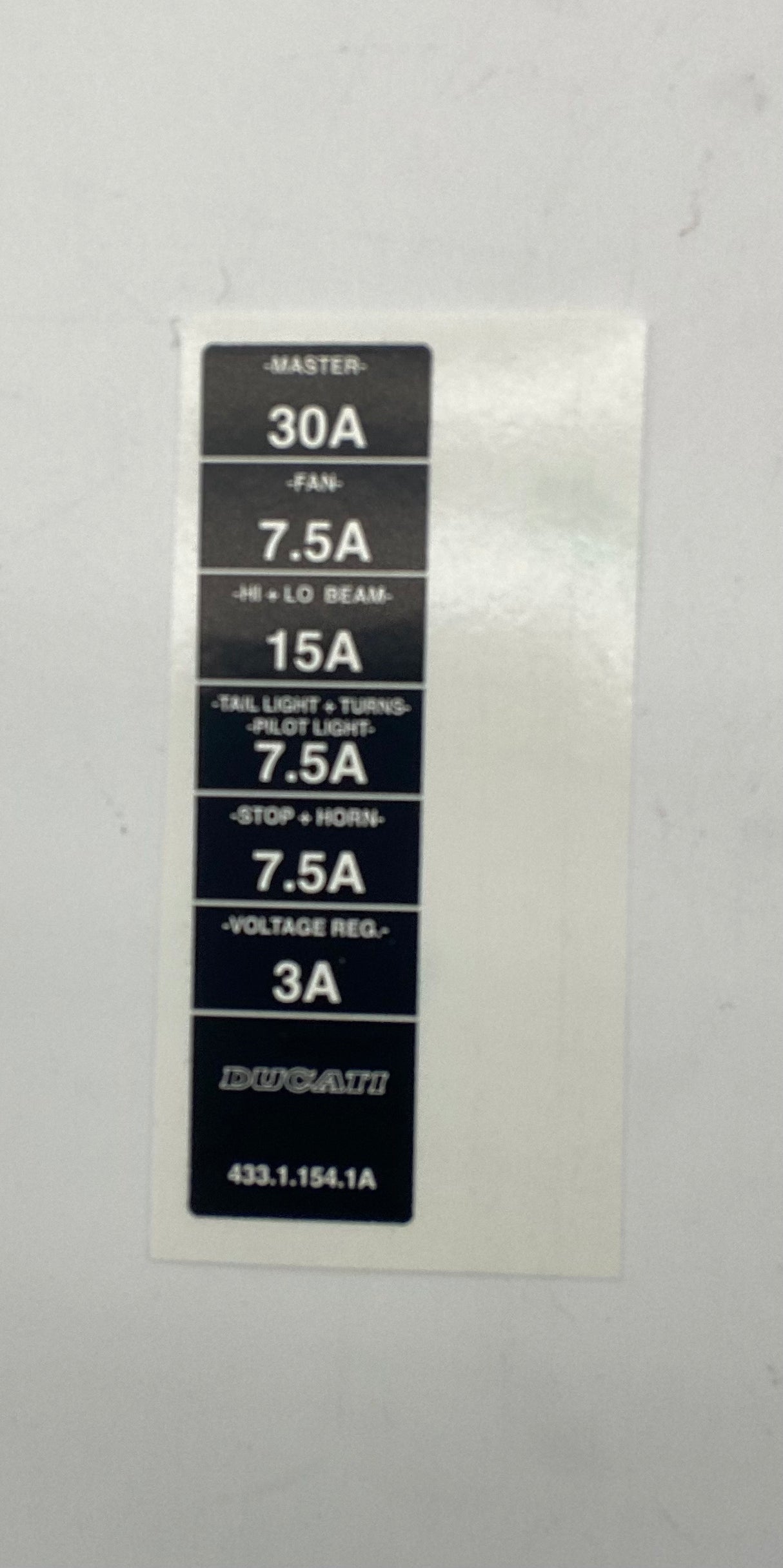 Fuse Box Cover Sticker 748 916 996. New.