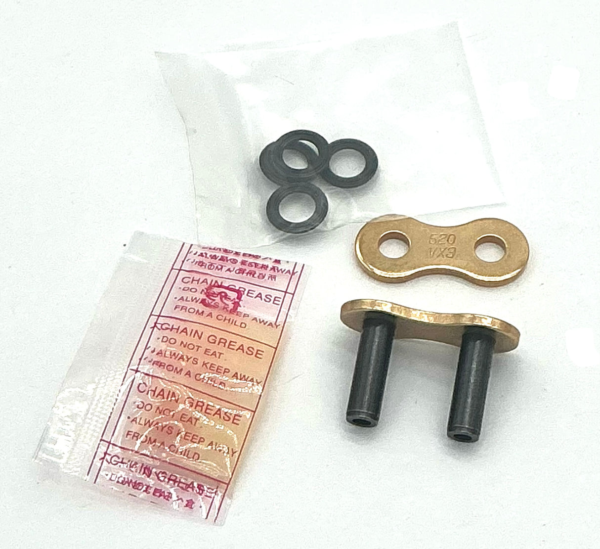 520 VX3 ZJ Chain link. Gold. Rivet link.