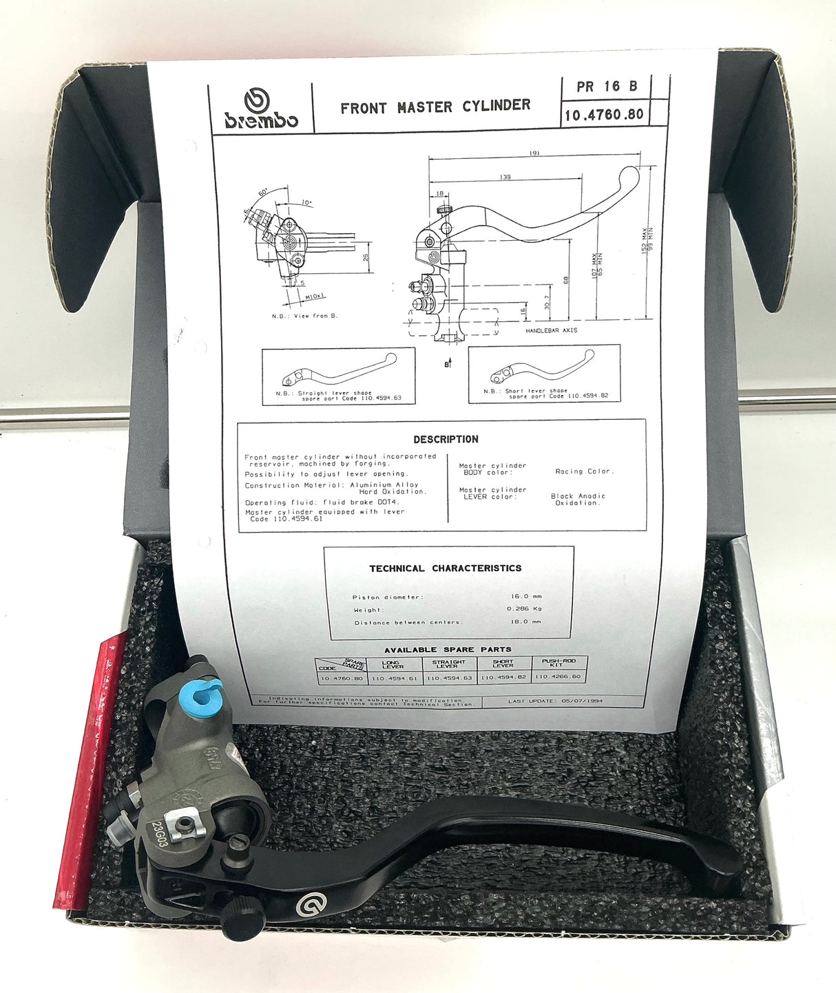 Brembo RCS 16 x 18mm Radial brake master cylinder. RCS16