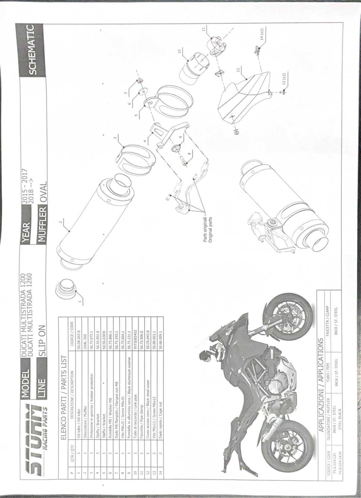 STORM RACING Multistrada 1200/1260 Muffler kit