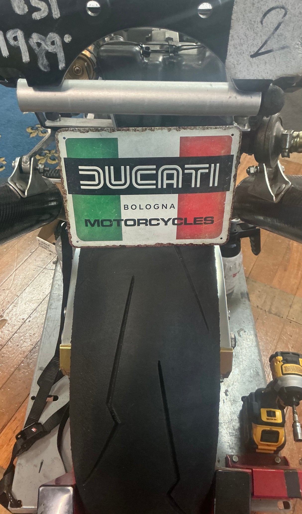 Garage Art.  Rustic Ducati steel sign