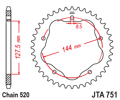 40 tooth 520 quick release alloy sprocket. JTA751-40