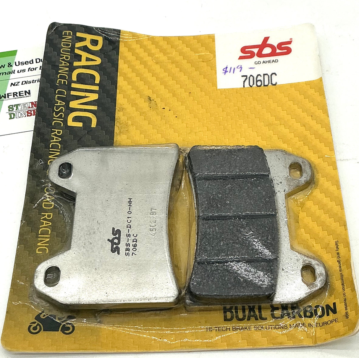 SBS 706DC Dual Carbon Race pads. 2 pin caliper Aprilia Guzzi Husqvarna, MV, BMW +