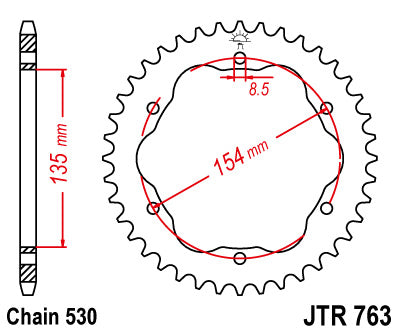JT Sprockets Rear OE Steel T40 #530 JTR763.40 - 2010-2020 Multistrada
